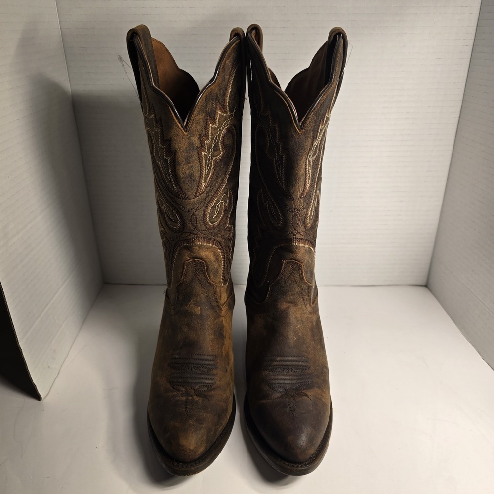 Dan Post Womens Leather Western Cowboy Boots Brown‎ Distressed Size 6.5 M